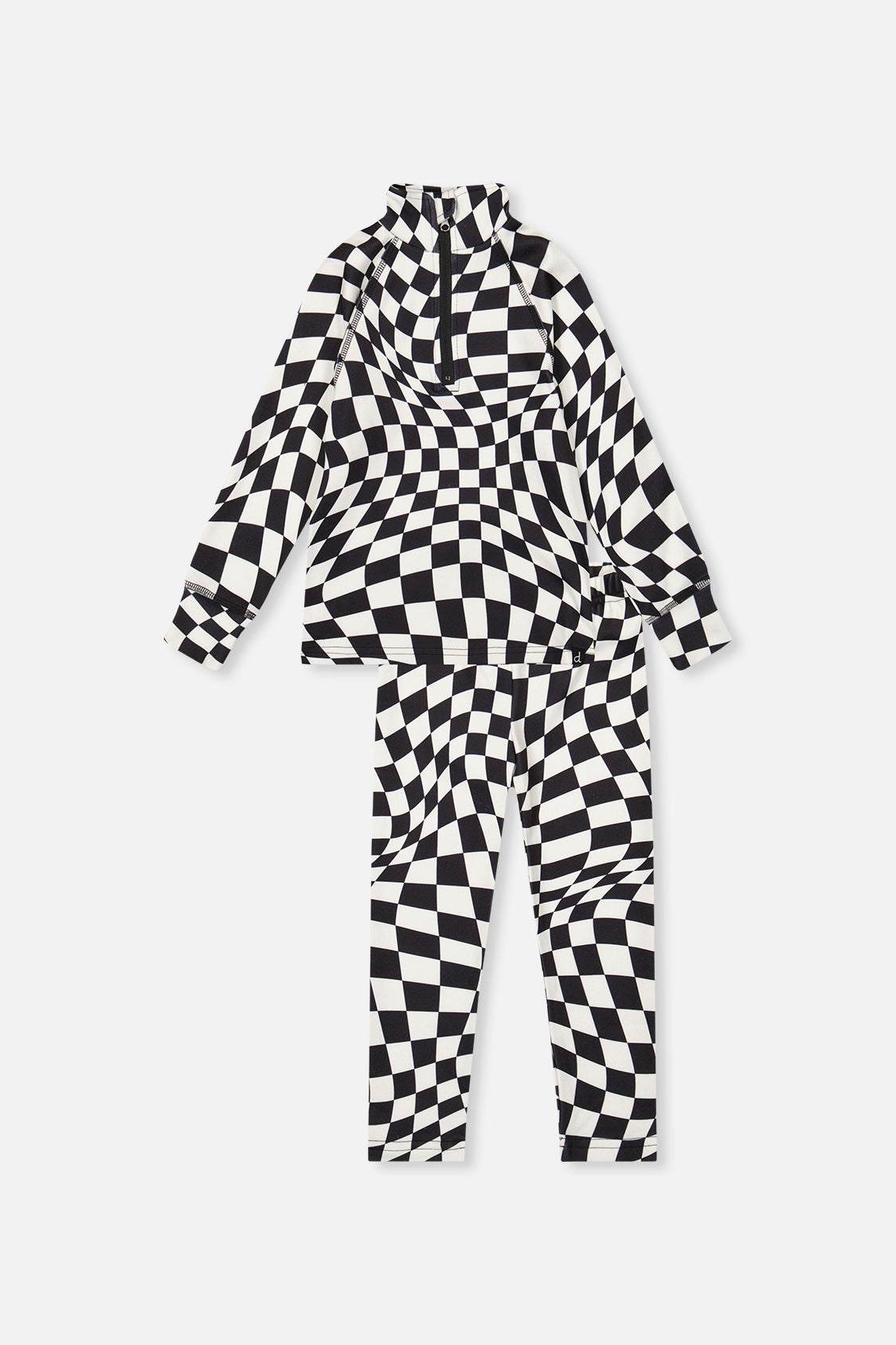 Two Piece Thermal Underwear White Checkered Print - J10Y600_1J059