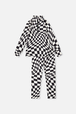 Two Piece Thermal Underwear White Checkered Print - J10Y600_1J059