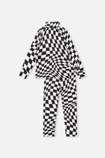 Two Piece Thermal Underwear White Checkered Print - J10Y600_1J059