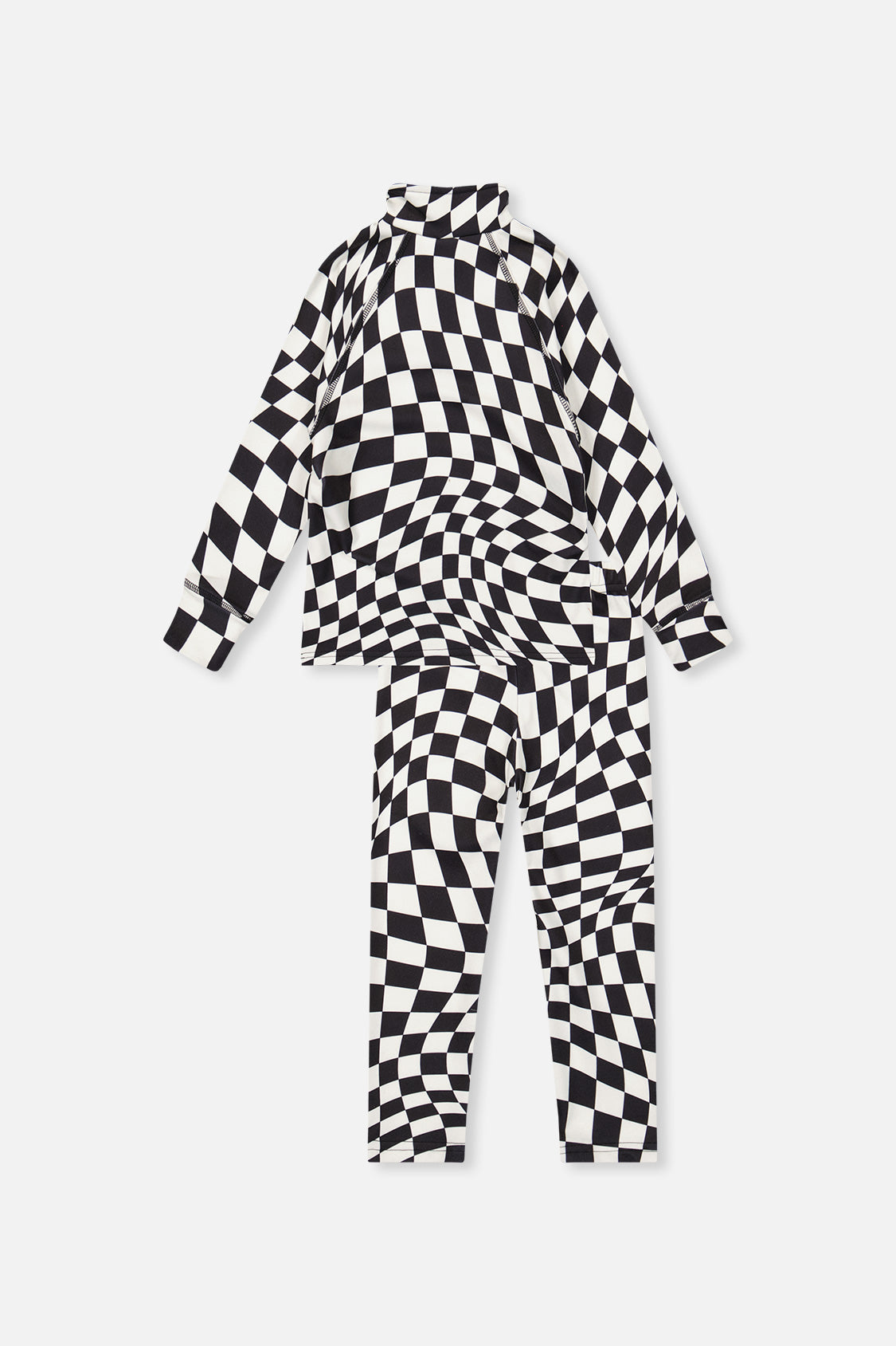 Two Piece Thermal Underwear White Checkered Print - J10Y600_1J059