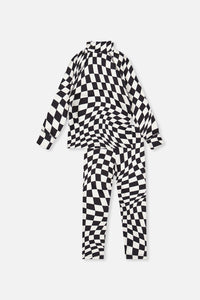 Two Piece Thermal Underwear White Checkered Print - J10Y600_1J059