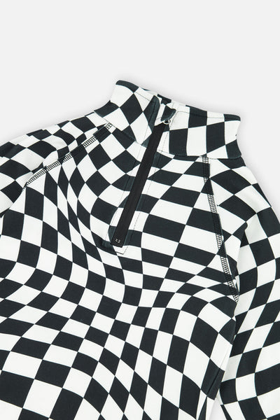 Two Piece Thermal Underwear White Checkered Print - J10Y600_1J059