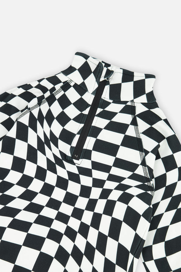 Two Piece Thermal Underwear White Checkered Print - J10Y600_1J059