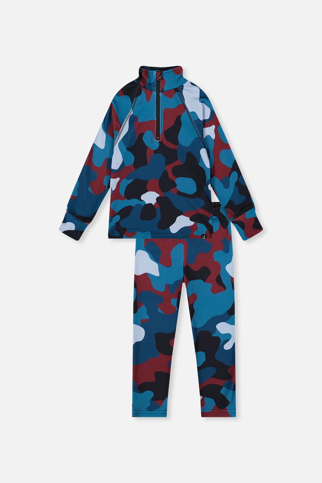 Two Piece Thermal Underwear Blue And Red Camouflage Print - J10Y600_1J060