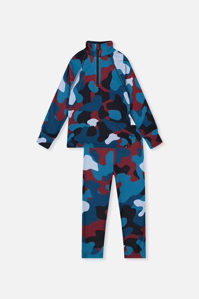 Two Piece Thermal Underwear Blue And Red Camouflage Print - J10Y600_1J060