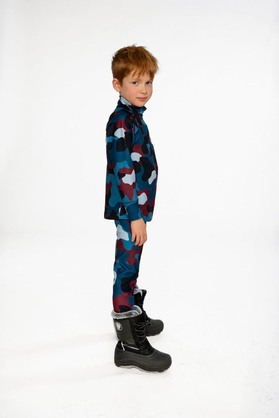 Two Piece Thermal Underwear Blue And Red Camouflage Print - J10Y600_1J060