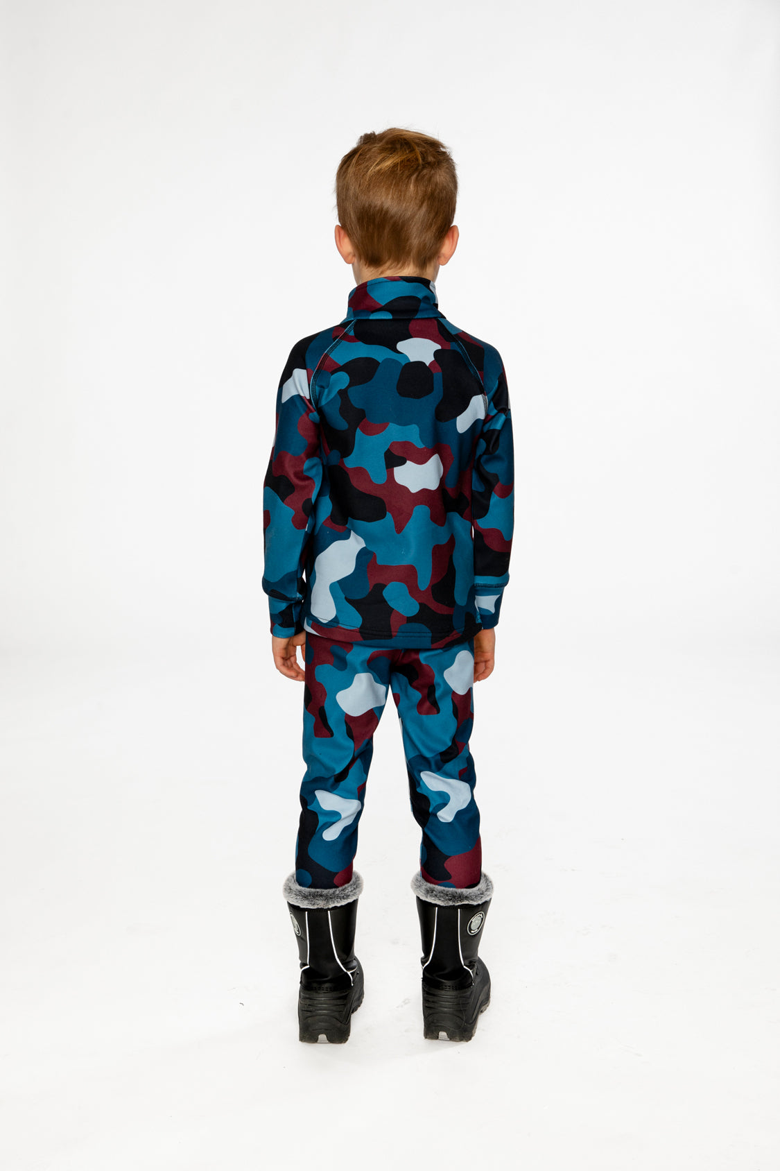 Two Piece Thermal Underwear Blue And Red Camouflage Print - J10Y600_1J060