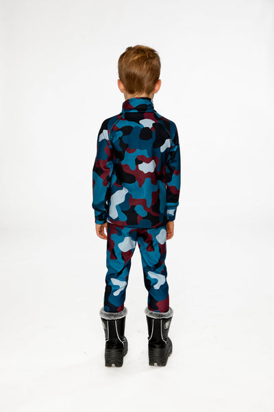 Two Piece Thermal Underwear Blue And Red Camouflage Print - J10Y600_1J060