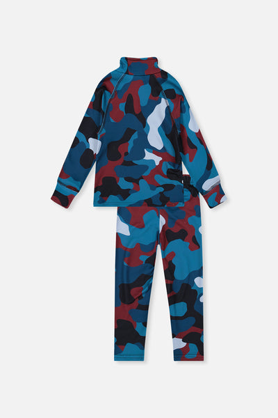 Two Piece Thermal Underwear Blue And Red Camouflage Print - J10Y600_1J060