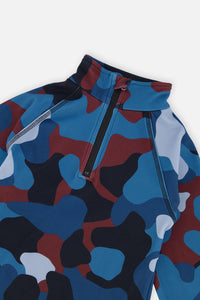 Two Piece Thermal Underwear Blue And Red Camouflage Print - J10Y600_1J060