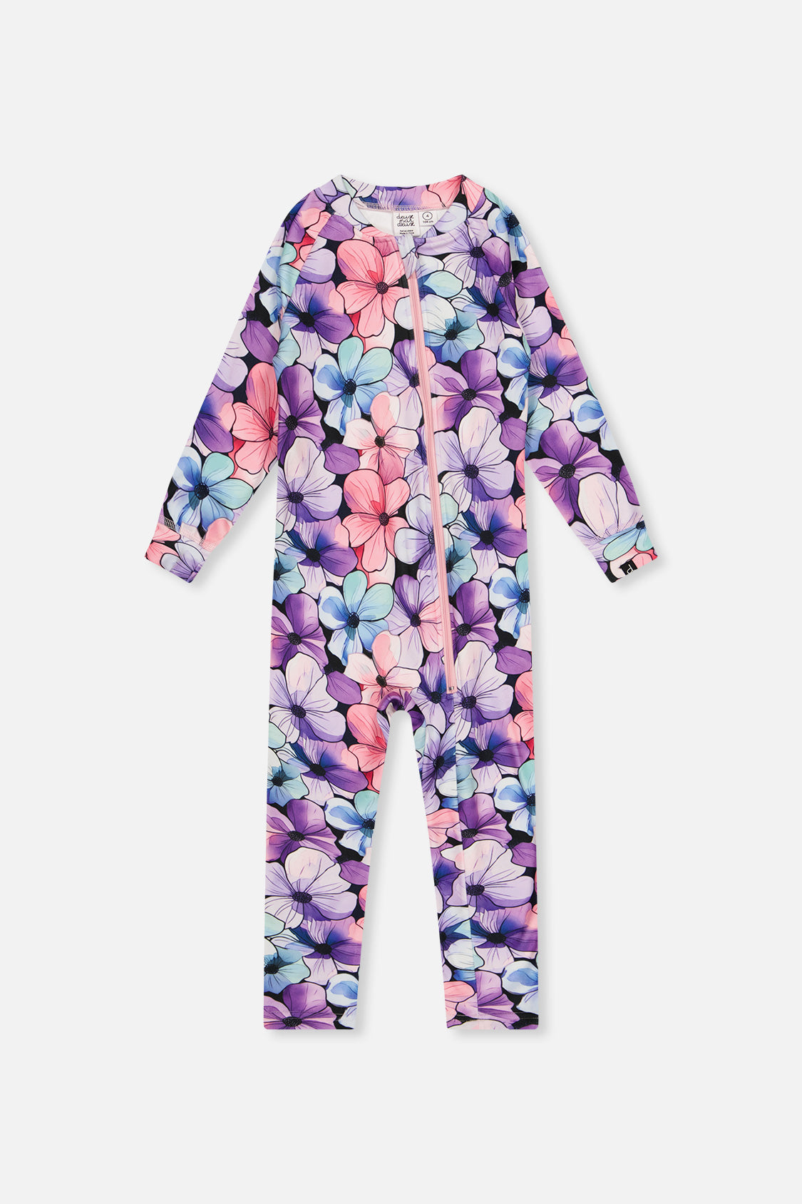 Baby One Piece Thermal Underwear Purple Floral Print - J10Y700B_1J021