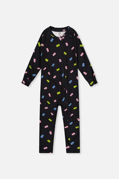 Baby One Piece Thermal Underwear Black Printed Gummy Bears - J10Y700B_1J033