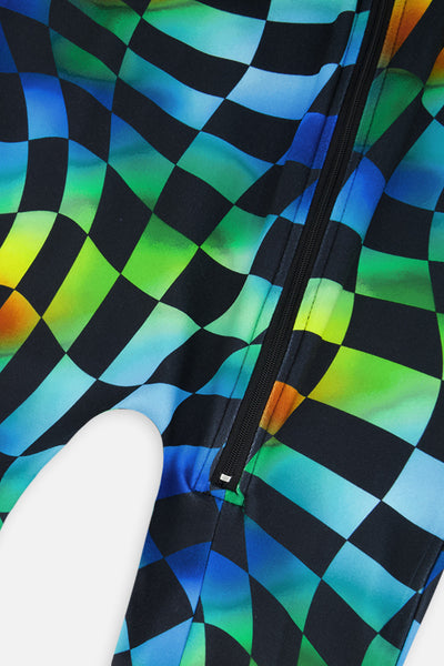 Baby One Piece Thermal Underwear Blue Checkered Print - J10Y700B_1J054