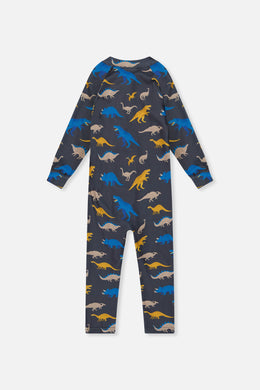Baby One Piece Thermal Underwear Grey And Blue Dinosaur Print - J10Y700B_1J057