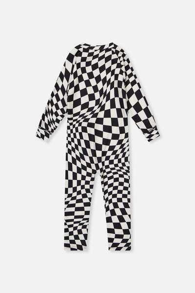 Baby One Piece Thermal Underwear White Checkered Print - J10Y700B_1J059