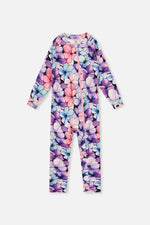 One Piece Thermal Underwear Purple Floral Print - J10Y700_1J021