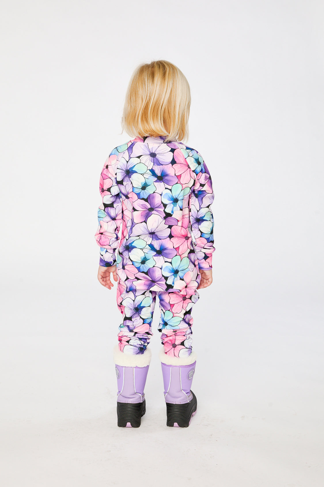 One Piece Thermal Underwear Purple Floral Print - J10Y700_1J021