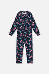 One Piece Thermal Underwear Blue Floral Print - J10Y700_1J023