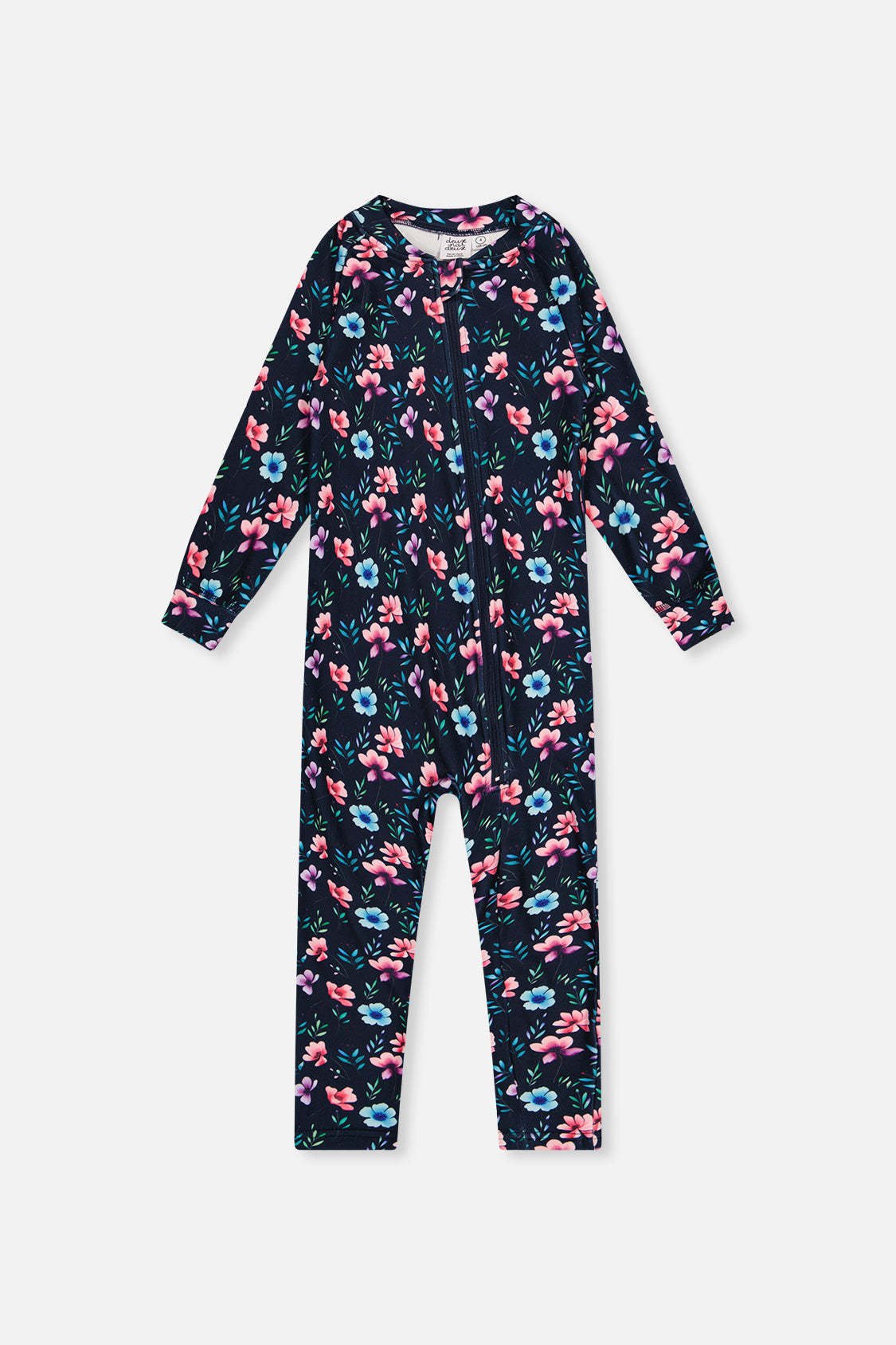 One Piece Thermal Underwear Blue Floral Print - J10Y700_1J023