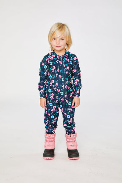 One Piece Thermal Underwear Blue Floral Print - J10Y700_1J023