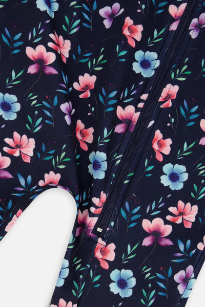 One Piece Thermal Underwear Blue Floral Print - J10Y700_1J023