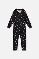 One Piece Thermal Underwear Black Printed Gummy Bears - J10Y700_1J033