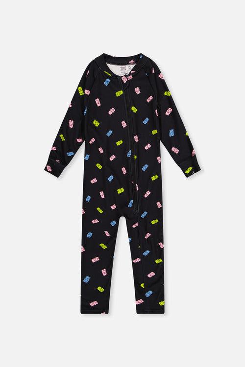 One Piece Thermal Underwear Black Printed Gummy Bears - J10Y700_1J033