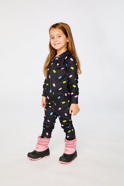 One Piece Thermal Underwear Black Printed Gummy Bears - J10Y700_1J033