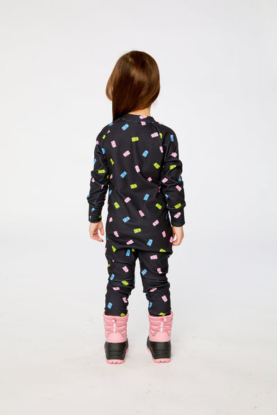 One Piece Thermal Underwear Black Printed Gummy Bears - J10Y700_1J033