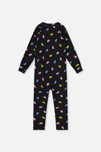 One Piece Thermal Underwear Black Printed Gummy Bears - J10Y700_1J033
