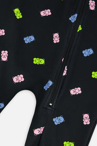 One Piece Thermal Underwear Black Printed Gummy Bears - J10Y700_1J033