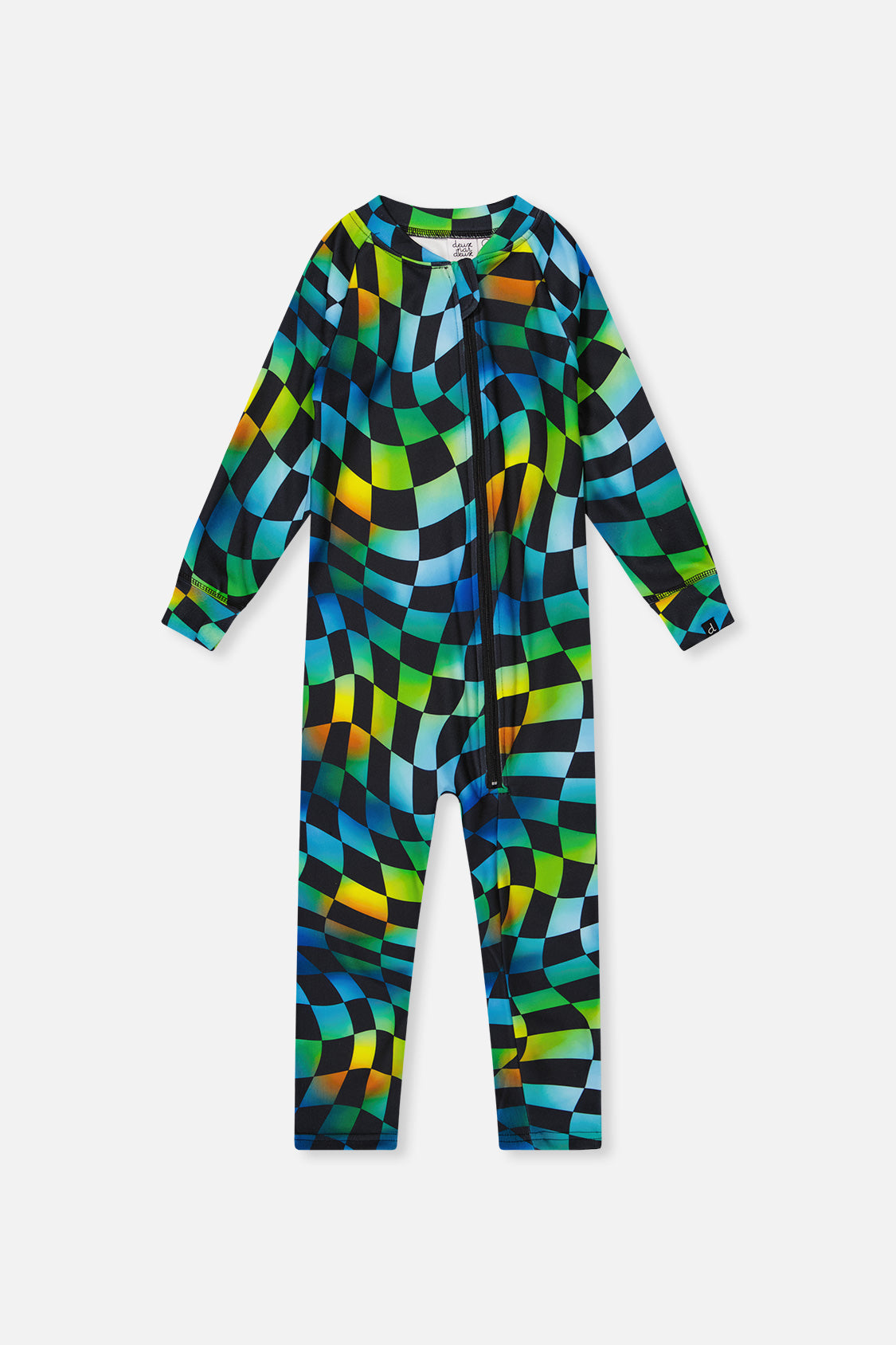 One Piece Thermal Underwear Blue Checkered Print - J10Y700_1J054