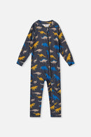 One Piece Thermal Underwear Grey And Blue Dinosaur Print - J10Y700_1J057