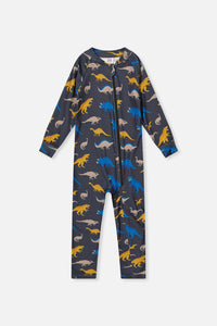 One Piece Thermal Underwear Grey And Blue Dinosaur Print - J10Y700_1J057