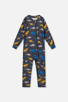 One Piece Thermal Underwear Grey And Blue Dinosaur Print - J10Y700_1J057