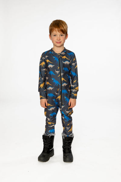 One Piece Thermal Underwear Grey And Blue Dinosaur Print - J10Y700_1J057