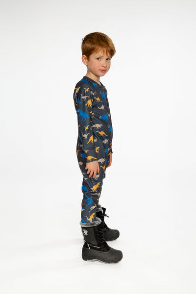 One Piece Thermal Underwear Grey And Blue Dinosaur Print - J10Y700_1J057