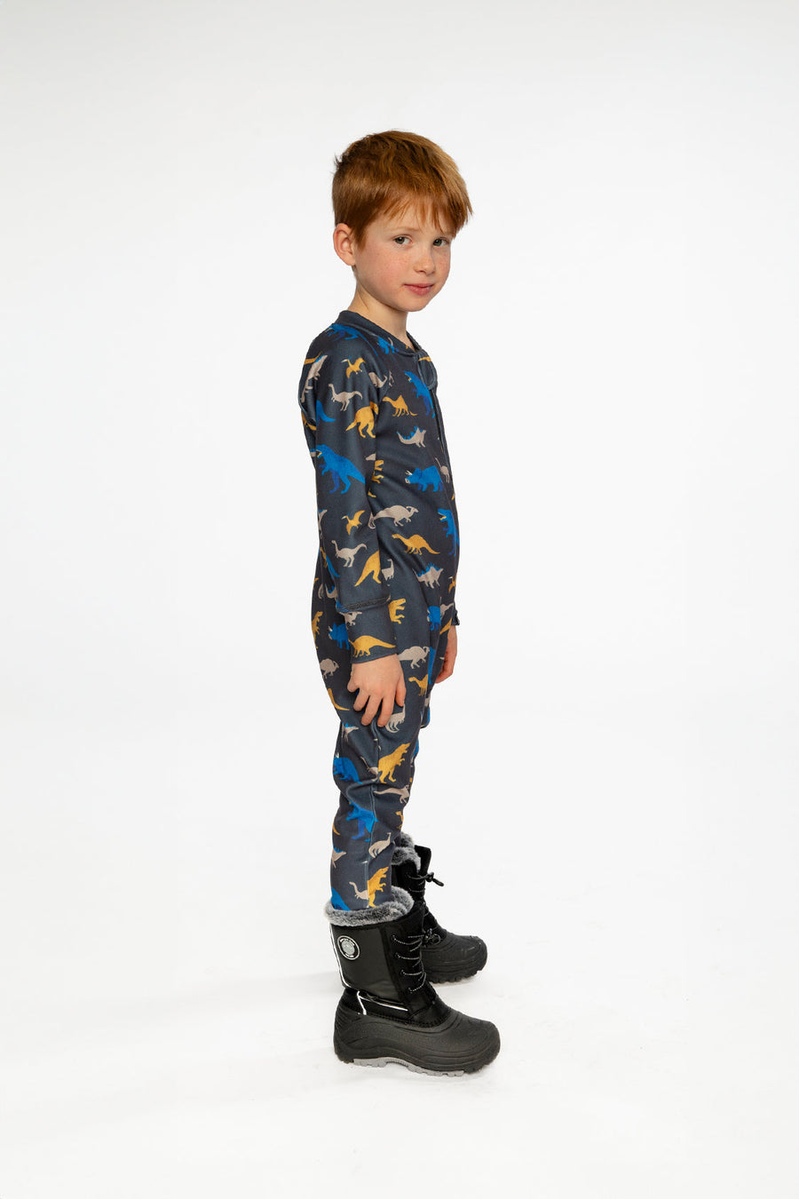 One Piece Thermal Underwear Grey And Blue Dinosaur Print - J10Y700_1J057
