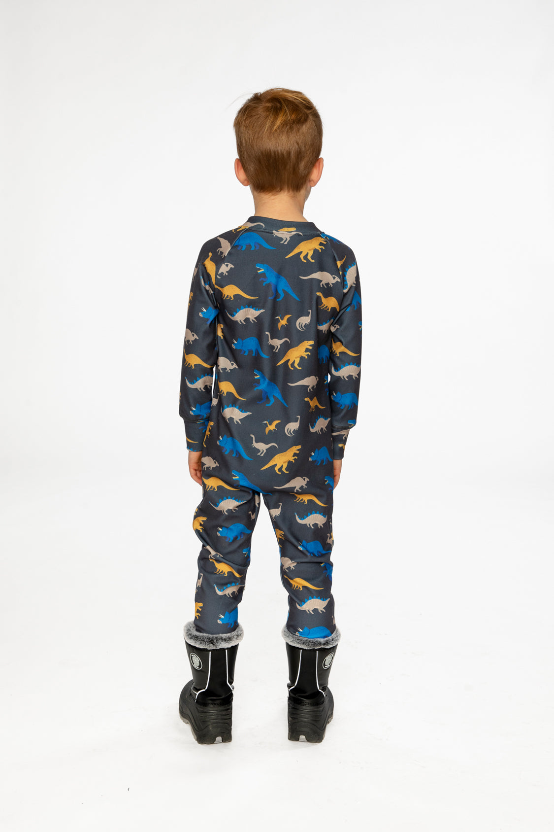 One Piece Thermal Underwear Grey And Blue Dinosaur Print - J10Y700_1J057