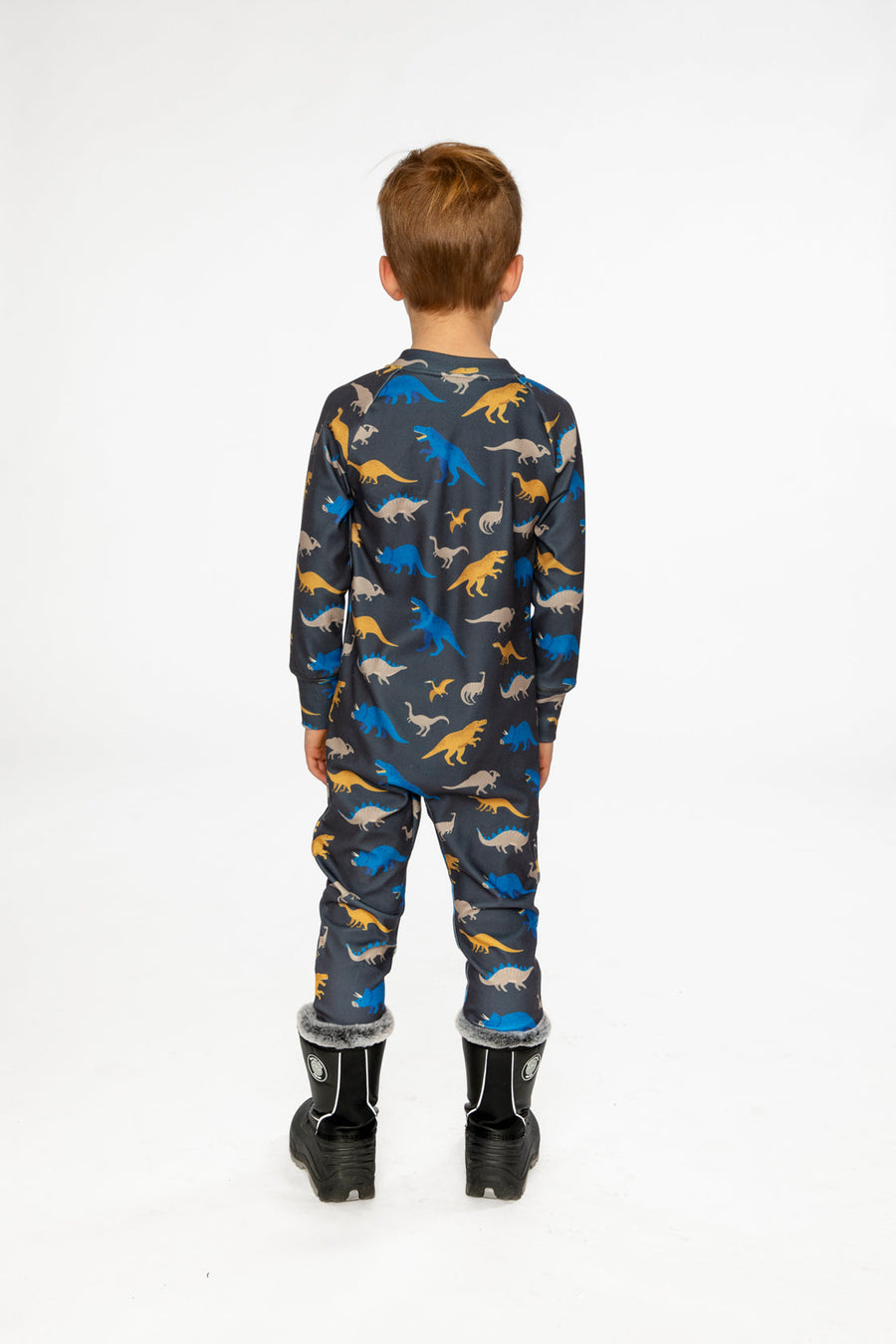 One Piece Thermal Underwear Grey And Blue Dinosaur Print - J10Y700_1J057