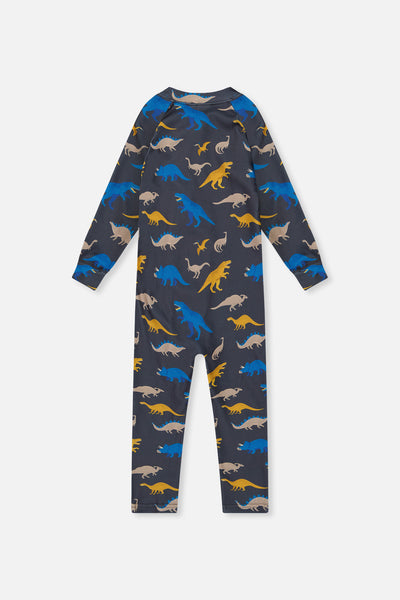 One Piece Thermal Underwear Grey And Blue Dinosaur Print - J10Y700_1J057