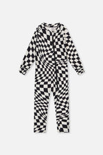 One Piece Thermal Underwear White Checkered Print - J10Y700_1J059