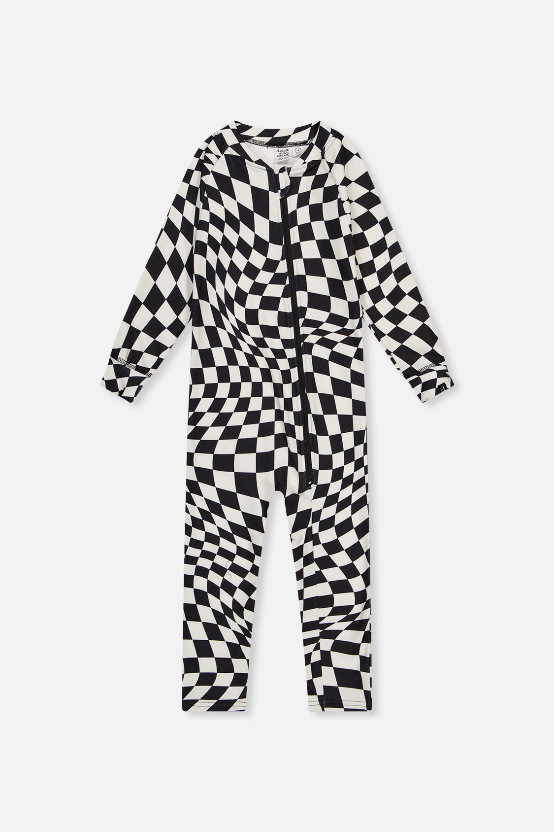 One Piece Thermal Underwear White Checkered Print - J10Y700_1J059