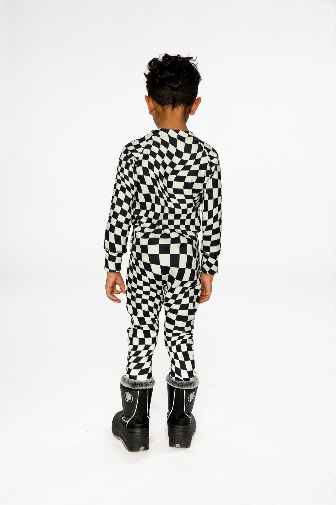 One Piece Thermal Underwear White Checkered Print - J10Y700_1J059