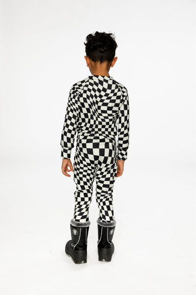 One Piece Thermal Underwear White Checkered Print - J10Y700_1J059