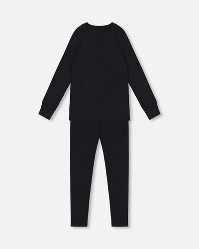 Two Piece Thermal Underwear Merino Blend Black