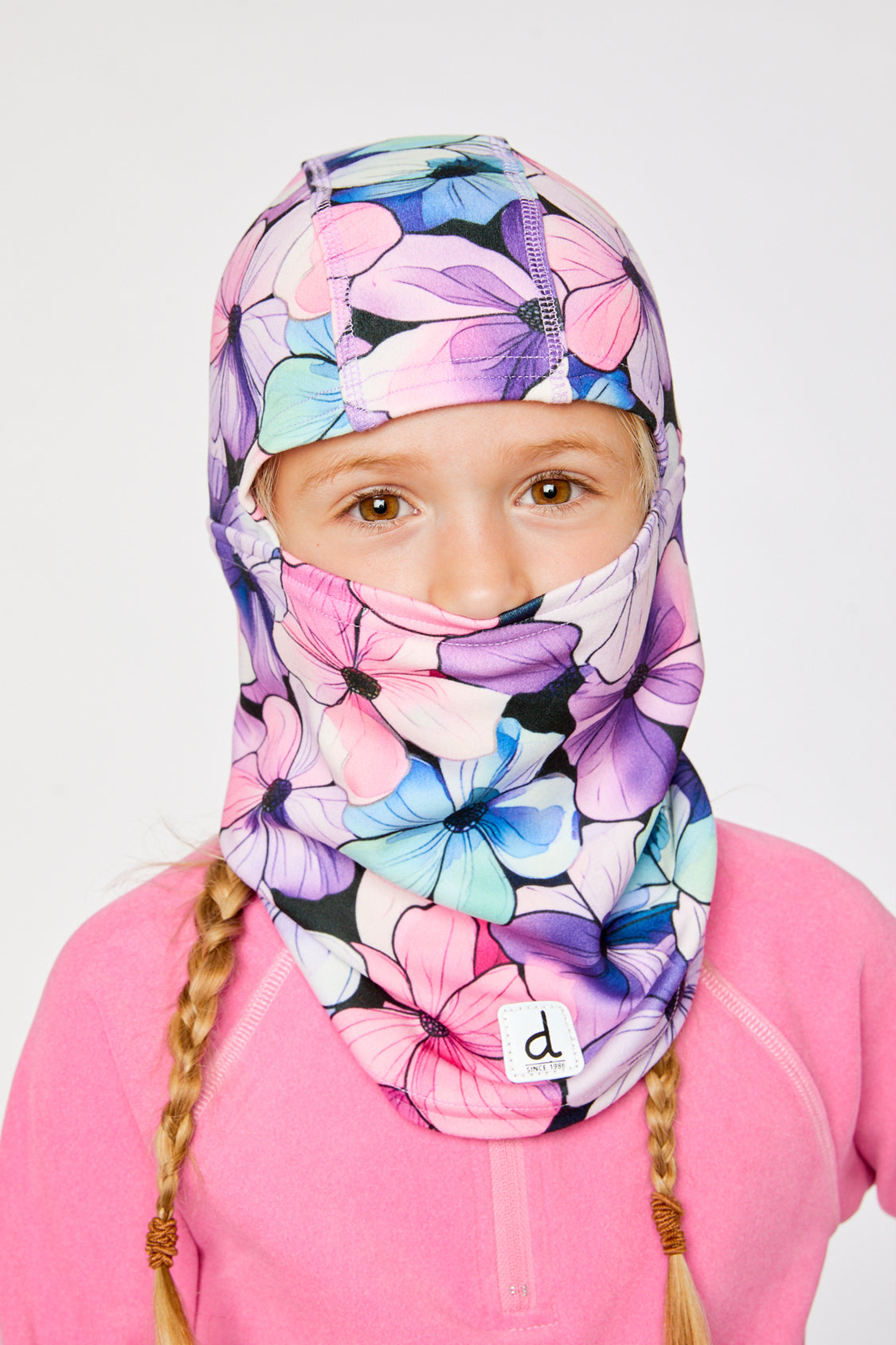 Brushed Jersey Balaclava Purple Floral Print - J10YBAL_1J021
