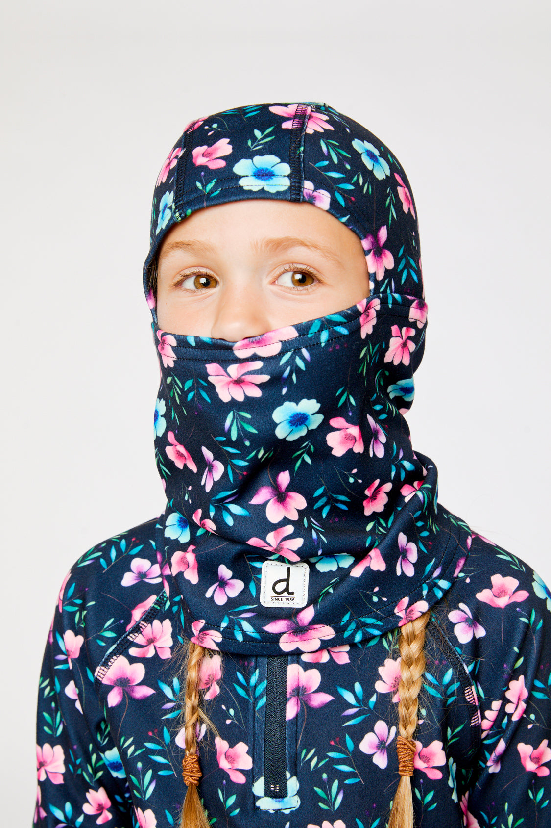 Brushed Jersey Balaclava Blue Floral Print - J10YBAL_1J023