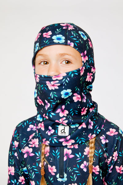 Brushed Jersey Balaclava Blue Floral Print - J10YBAL_1J023