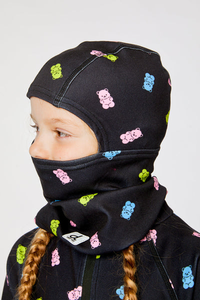 Brushed Jersey Balaclava Black Printed Gummy Bears - J10YBAL_1J033